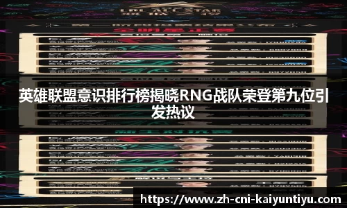 英雄联盟意识排行榜揭晓RNG战队荣登第九位引发热议